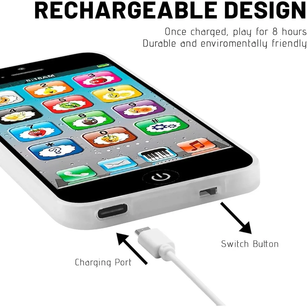 Rechargeable Kids Toy Smartphone Educational Learning‎ Phone with Lights Music